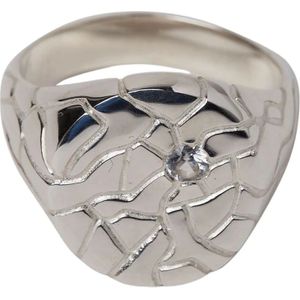 Octi, Accessoires, unisex, Grijs, ONE Size, Zilveren Signet Ring met Steen Gravure