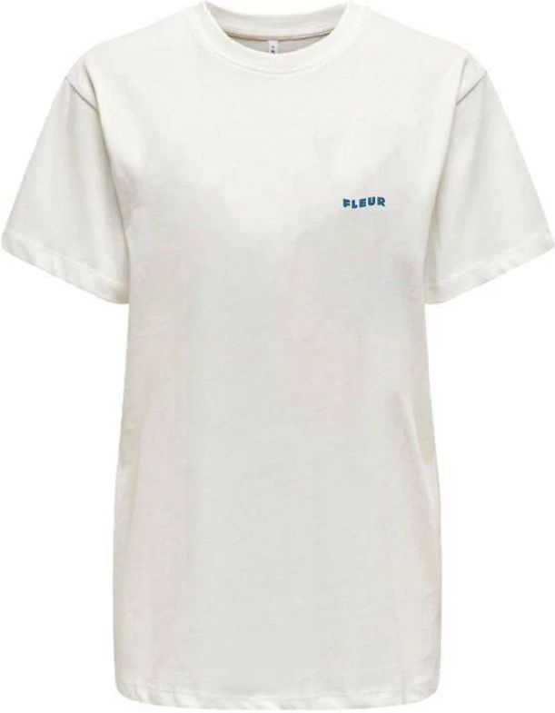 Only, Tops, Heren, Beige, XL, Fleur Life Korte Mouw Tee