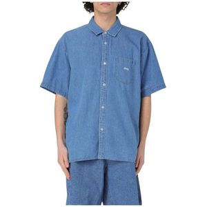 Obey, Overhemden, Heren, Blauw, M, Denim, Indigo Denim Overhemd Relaxte Pasvorm
