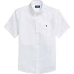 Ralph Lauren, Overhemden, Heren, Wit, M, Linnen, Custom Fit Linnen Overhemd