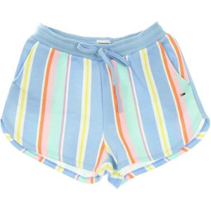 Tommy Hilfiger, Korte broeken, Dames, Veelkleurig, S, Katoen, Blauw Gestreepte Fleece Shorts met Elastische Tailleband