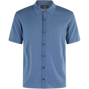 Roberto Collina, Truien, Heren, Blauw, M, Katoen, Denim Katoenen Overhemd Korte Mouw Knoop