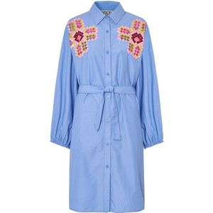 Essentiel Antwerp, Kleedjes, Dames, Blauw, S, Blauwe jurk met riem en voor details