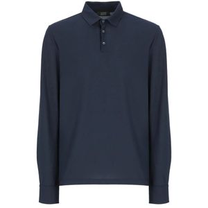 Zanone, Tops, Heren, Blauw, XL, Katoen, Blauw Katoenen Poloshirt met Kraag