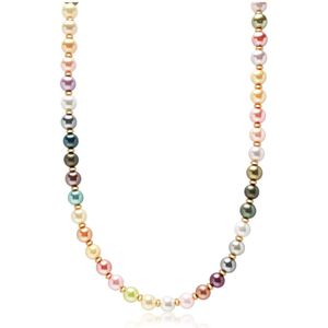 Nialaya, Accessoires, Heren, Geel, S, Pastelkleurige Parelketting met Goud