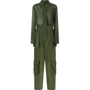 Pinko, Jumpsuits & Playsuits, Dames, Groen, S, Georgette Jumpsuit Talent