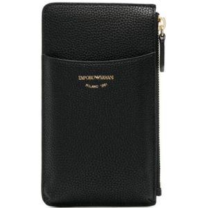 Emporio Armani, Accessoires, Dames, Zwart, ONE Size, Leer, Portemonnee met rits - Zwart imitatieleer