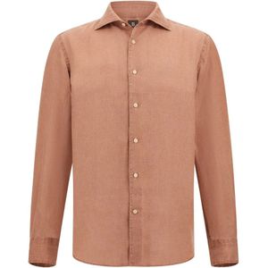 Boggi Milano, Overhemden, Heren, Rood, L, Linnen, Regular Fit Linnen Overhemd