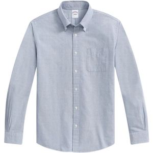Brooks Brothers, Overhemden, Heren, Blauw, S, Katoen, Blauw Regular Fit Oxford Katoenen Vrijdag Sportshirt met Polo Knoop-Down Kraag