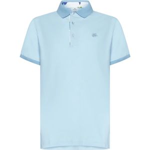 Etro, Tops, Heren, Blauw, M, Katoen, Lichtblauwe Katoen Piqué Poloshirt