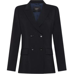 Seventy, Jassen, Dames, Blauw, M, Wol, Regular Fit Wollen Jas