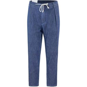 Eleventy, Jeans, Heren, Blauw, W32, Denim, Blauwe Denim Broek met Verstelbaar Koord