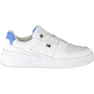 Tommy Hilfiger, Schoenen, Dames, Wit, 40 EU, Polyester, Witte Polyester Sneaker met Contrastdetails