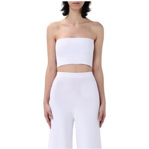 Liviana Conti, Tops, Dames, Wit, L, Tweed, Gebreide Tweedelige Wijde Broek