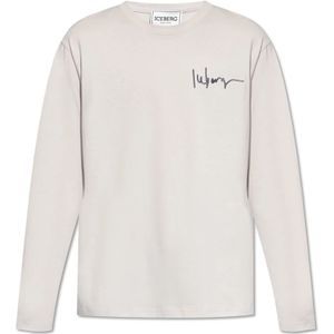 Iceberg, Tops, Heren, Grijs, S, Katoen, T-shirt met logo