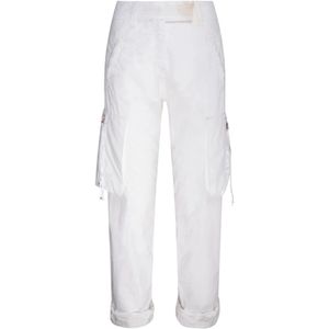 Sportmax, Broeken, Dames, Wit, S, Katoen, Cargo Broek met Zakken