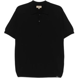 Woolrich, Tops, Heren, Blauw, XL, Katoen, Blauw poloshirt met ribdetails