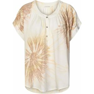 Rabens Saloner, Blouses & Shirts, Dames, Beige, XL, Gedrukte Blouse met Korte Mouwen