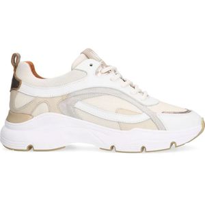 Manfield, Schoenen, Dames, Wit, 42 EU, Witte leren sneakers met textiel details