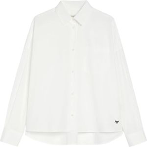 Max Mara, Blouses & Shirts, Dames, Wit, 2Xs, Katoen, Witte Katoenen Poplin Aureo Overhemd