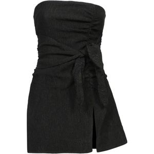 Ganni, Kleedjes, Dames, Zwart, S, Gerimpelde Strapless Bustier Top
