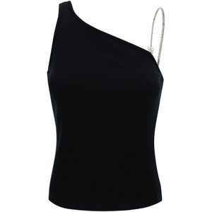Givenchy, Tops, Dames, Zwart, M, Katoen, One-Shoulder Top met 4G-ketting