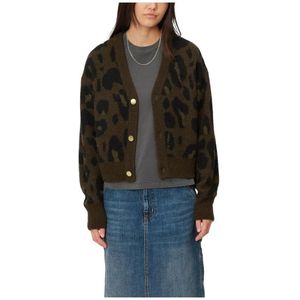 Carhartt Wip, Truien, Dames, Groen, S, Wol, Camo Leo Jacquard Cardigan Tamarind