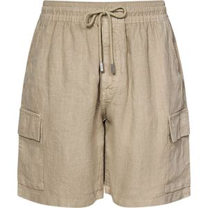 Vilebrequin, Korte broeken, Heren, Beige, XL, Linnen, Beige Linnen Cargo Shorts met Zakken