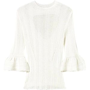 Actitude, Truien, Dames, Wit, S, Leer, Witte Fitted Sweater