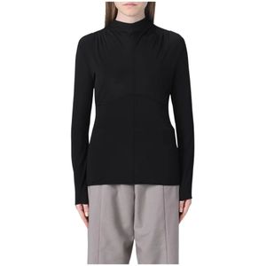 Jil Sander, Tops, Dames, Zwart, S, Polyester, Zwarte longsleeve top