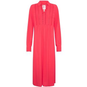 Part Two, Kleedjes, Dames, Rood, M, Elegante Jurk met Geborduurde Details