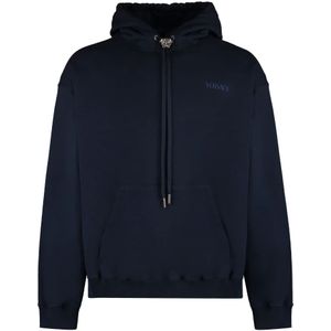 Versace, Sweatshirts & Hoodies, Heren, Zwart, S, Katoen, Geribbelde katoenen hoodie