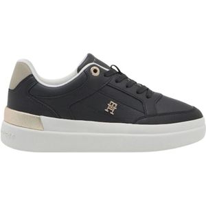 Tommy Hilfiger, Schoenen, Dames, Zwart, 37 EU, Leer, Sneakers