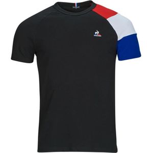 le coq sportif, Tops, Heren, Zwart, M, Katoen, Sportieve Bat Tee voor Casual Stijl