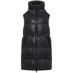 Carlo Colucci, Jassen, Dames, Zwart, M, Gewatteerd Lang Vest Decima