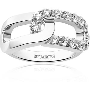 Sif Jakobs Jewellery, Accessoires, Dames, Grijs, 58 MM, Capizzi Due Ring met Witte Zirkonia