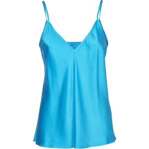 Forte Forte, Tops, Dames, Blauw, M, Satijn, Top van zijdesatijn