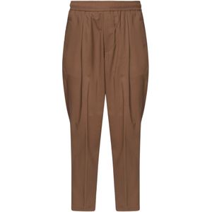 Giuliano Galiano, Broeken, Heren, Bruin, XL, Wol, Bruine wollen broek met elastische taille