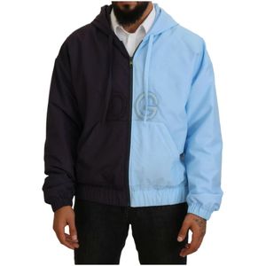 Dolce & Gabbana, Sweatshirts & Hoodies, Heren, Veelkleurig, L, Polyester, Blauwe Hooded Volledige Rits Herenjas