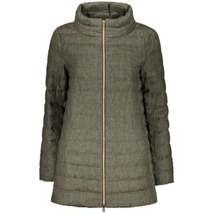 Herno, Jassen, Dames, Groen, S, Linnen, Goose Down Stand Collar Jacket