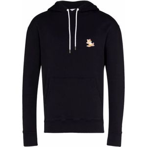 Maison Kitsuné, Sweatshirts & Hoodies, Heren, Zwart, 2Xs, Katoen, Chillax Fox Hoodie met Trekkoord