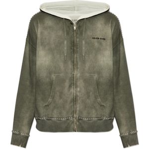 Golden Goose, Sweatshirts & Hoodies, Heren, Grijs, L, Katoen, Sweatshirt met applicaties