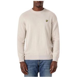 Lyle & Scott, Truien, Heren, Beige, S, Katoen, Beige katoenen trui met ronde hals