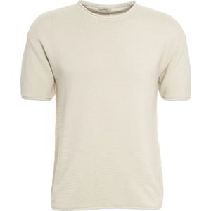 Transit, Tops, Heren, Beige, L, Katoen, Beige Gebreid T-shirt Ronde Hals Korte Mouwen
