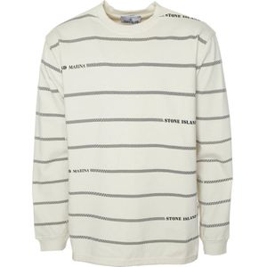 Stone Island, Tops, Heren, Wit, XL, Sweatshirt met Allover Logoprint