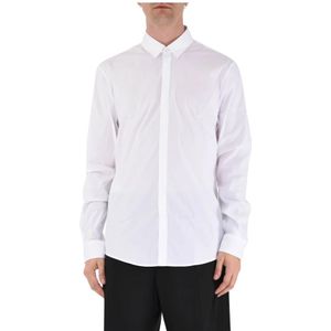 Patrizia Pepe, Overhemden, Heren, Wit, M, Katoen, Popeline Stretch Overhemd met Clic-kraag