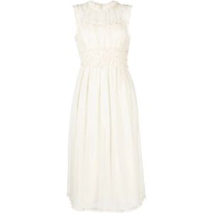 Ulla Johnson, Kleedjes, Dames, Wit, L, Wol, Witte Wol Midi Jurk