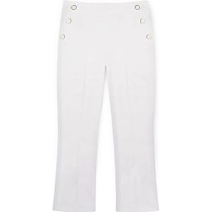 Motivi, Broeken, Dames, Wit, 2Xs, Katoen, Kick-Flare Broek met knoopdetail