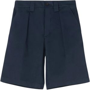 Marsell, Korte broeken, Heren, Blauw, L, Katoen, Donkerblauwe Werkshorts