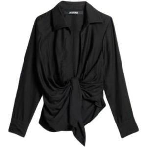 Jacquemus, Blouses & Shirts, Dames, Zwart, S, Katoen, Casual Katoenen Overhemd